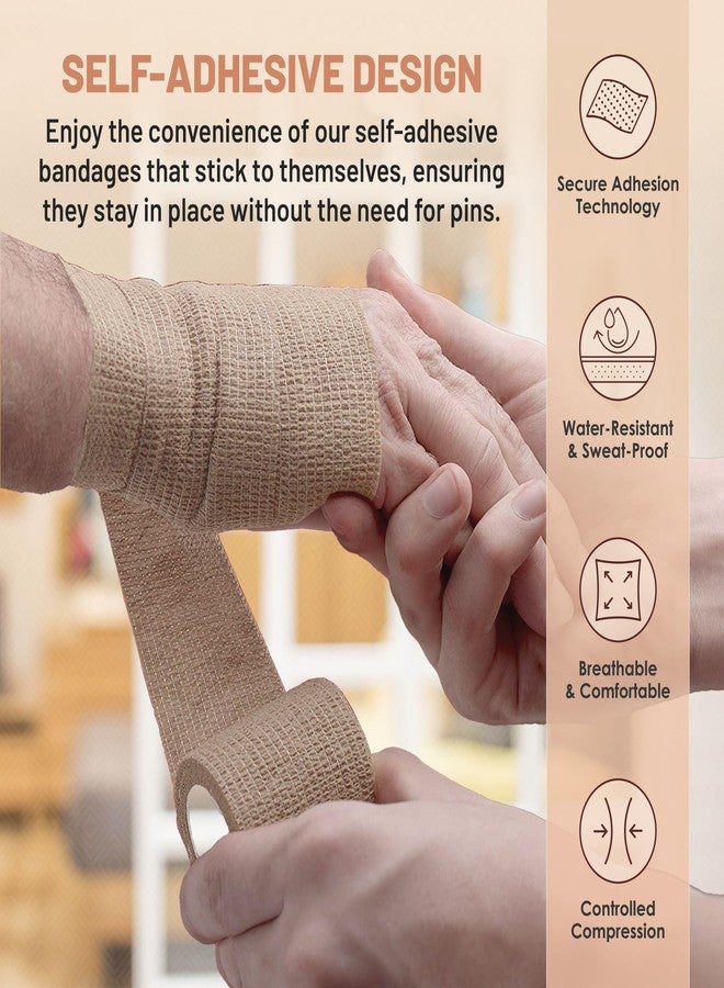 MEDca Self Adherent Cohesive Wrap Bandages 2 Inches X 5 Yards 6 Count (Skin Color) - Image 4